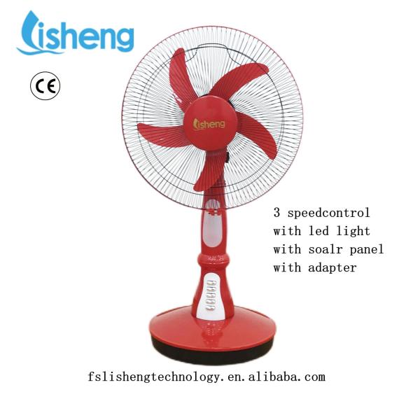 High-quality 12v DC  desk fan solar rechargeable table  fan with charging  battery and led lamp