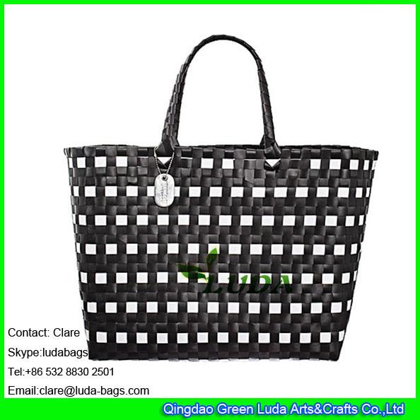 LDSL-027 mixed color beach totes women shopping bag pp strap woven straw tote bag