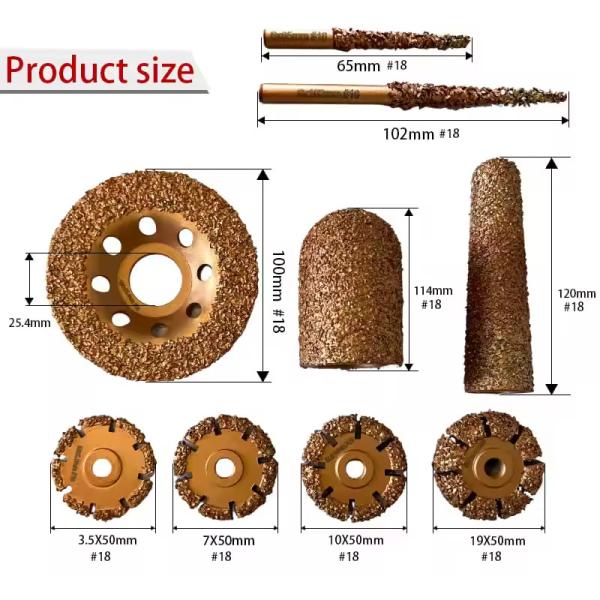 Roda de moagem de carburo de tungstênio com solda a vácuo Tamanho 50x7mm # 18 Para moagem de pneus