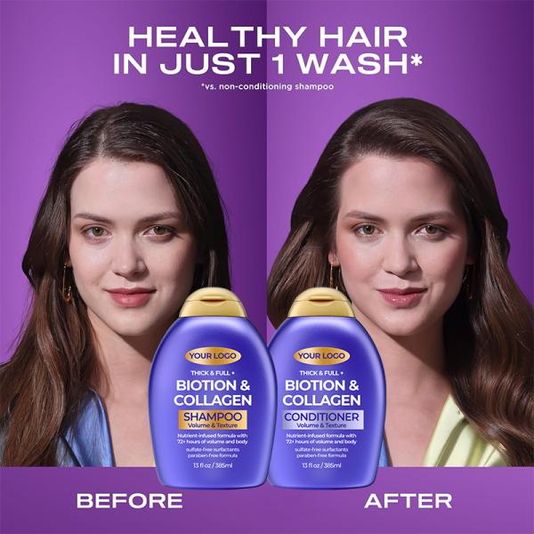 Fortalecer el cabello Prevenir la pérdida del cabello Biotina colágeno Shampoo para el cabello y acondicionador Set 2 piezas Set de cuidado del cabello