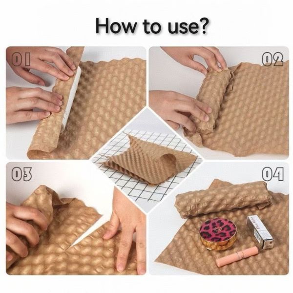 40x40cm  Double Bubble Sheet Reusable Kraft Backed Bubble Wrap For Fragile