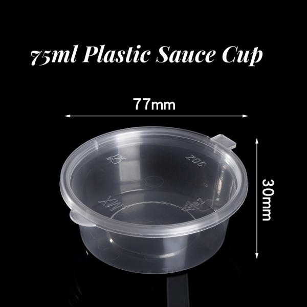 Custom Logo 35ml/50ml/75ml/100ml PP Plastic Cup Disposable Sauce Cup with Plastic Lid