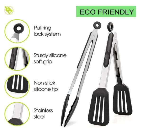 6pcs Kitchen Utensil Set Premium Silicone BPA Free Non-Stick Stainless Steel