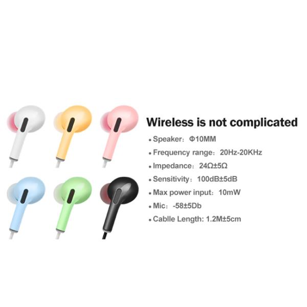 Plastic Round Cable Noise Cancelling Wired Earphones IPX2 Waterproof
