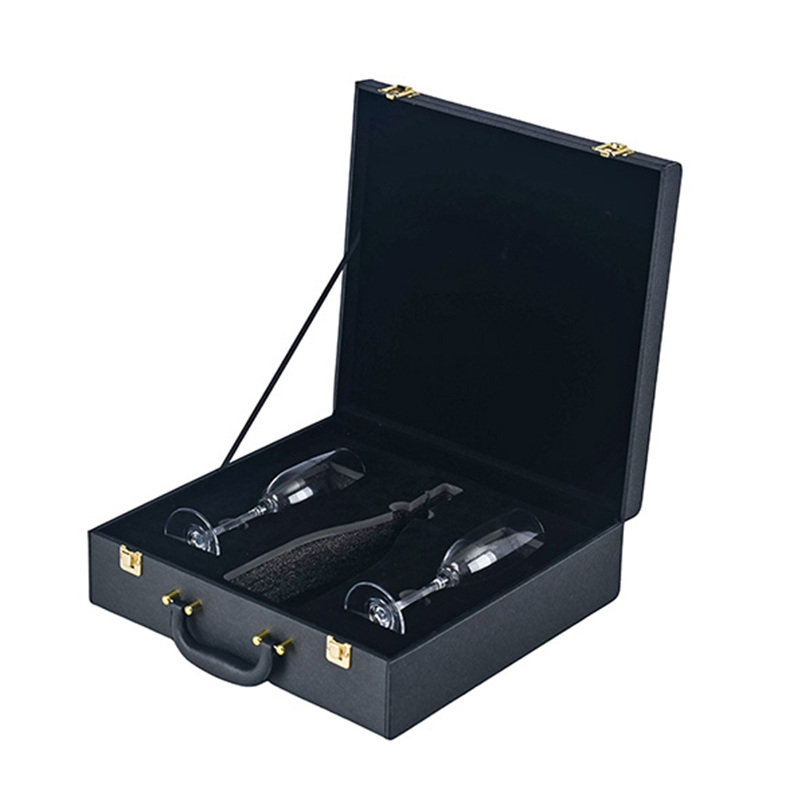 Personalized PU Leather Wine Gift Box With Handle Wholesale Manufacturer