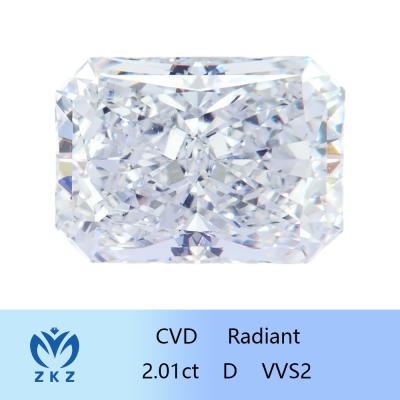 Radiant Cut 2ct como CVD Lab cultivado Diamantes brancos cultivados com certificação IGI