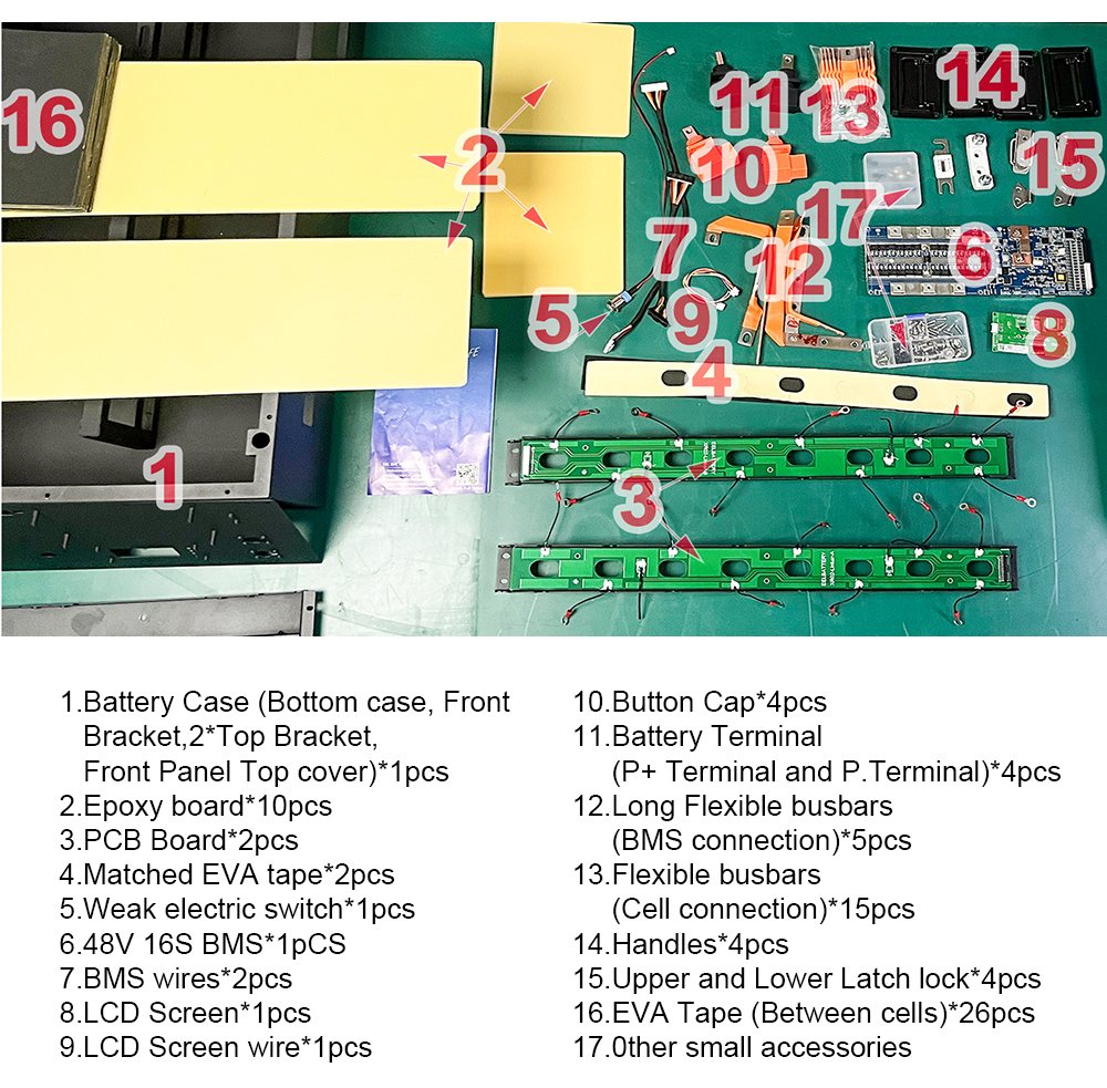 EVE 230ah 51.2V 48V Stackable LiFePo4 Lithium battery DIY case JK BMS
