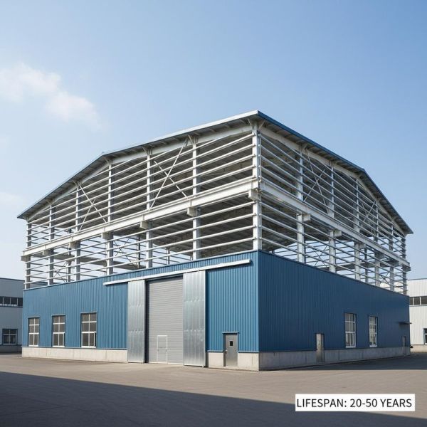 Hot Dipped Galvanized Purlin Steel Structure Warehouse with Q235/Q355 Grade Steel and 20-50 Years Lifespan