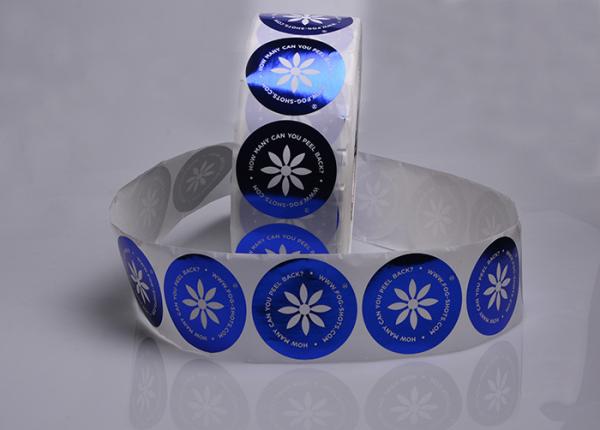 Private printed glossy PET blue gold foil stamping labels stickers