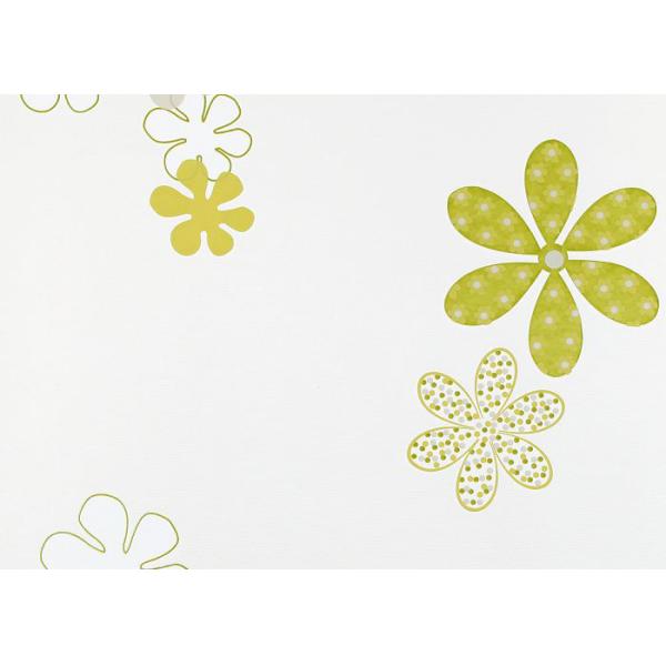Japanese Style Durable Asian Inspired Wallpaper With Green Embossed Bloom