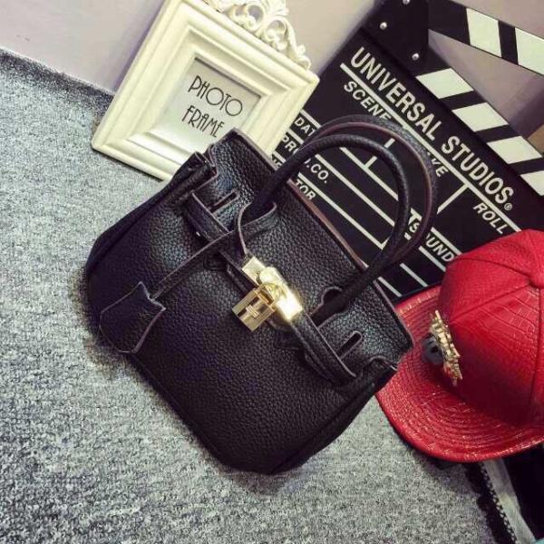 2015 Fashion Brand Tote Handbag Litchi Rind Leather Elegant Style Classic Style Black Blue