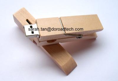 Wooden Clip Shape USB Flash Drives, 100% Original & New Memory Chip DR-FS59