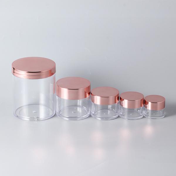 Small 60ml 120ml 250ml Plastic Cosmetic Jars With Pink Gold Screw Lids