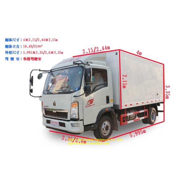 обязанность света двигателя 140хп Хово максимальной загрузки 5т тележки коробки холодильника 4.2м