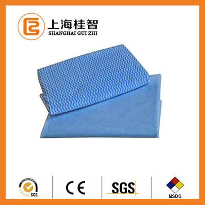 Blue Wave Printed Foam Bonding Viscose Rayon Nonwoven Wiping Cloth for Home / Hotel
