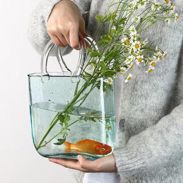 Decoração de Casas de Casamento Vaso de Bolso de Vidro Moderno Perfeito para Flores Frescas Peixes Dourados
