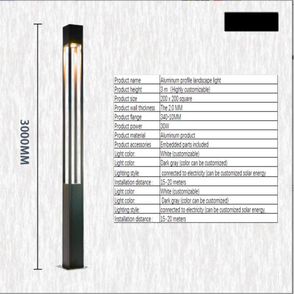 Spot LED Square Landscape Light Post IP65 Solar Garden Light for Park Street Lamp