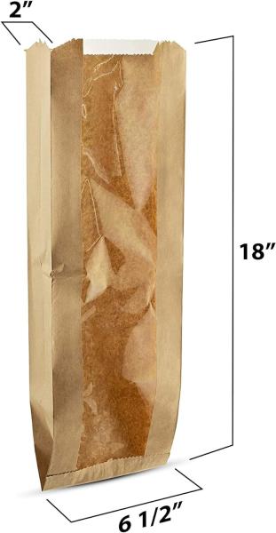 Paper Bread Bags - Kraft Brown Bakery Bags With Window Breathable Bread bags for Homemade Bread Gift Giving