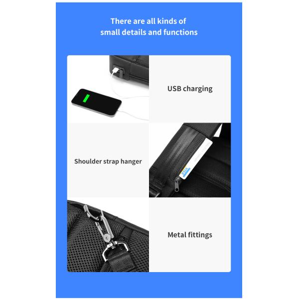 OEM ODM Легкий водонепроницаемый кроссбоди мужской рюкзак с USB-портом