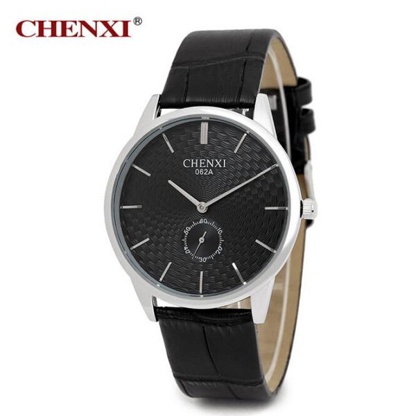 062A Top Quality PU Leather Split Leather Watch Black White Classic Fashion Leather Watch