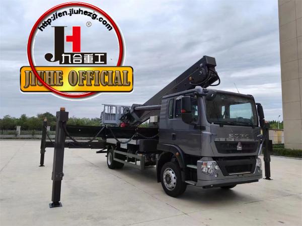 China Truck Plus Plataforma de Trabalho Aéreo JIUHE Bucket Lift Truck 21m 23m 25m 29m 38m 45m Truck Operação Aérea