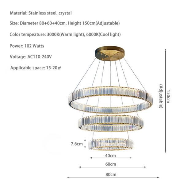 Modern Crystal Led Chandelier for Living Room Bedroom Crystal Ring Circle Chandelier(WH-CY-181)
