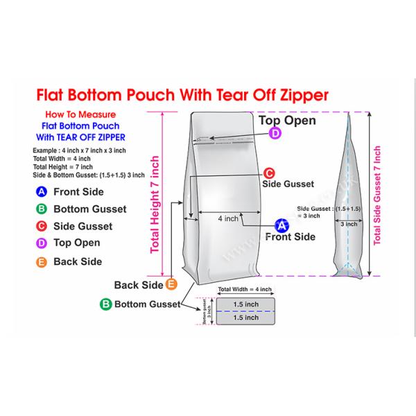Square Bottom Side Gusset Plastic Zipper Pouch For Packing Flour