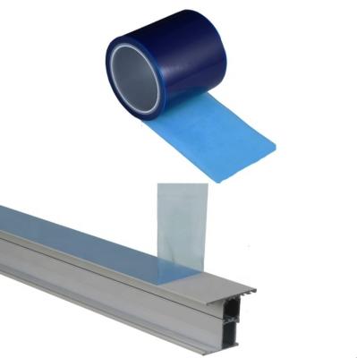 Película protetora PE azul de 50 microns para perfis de vidro e alumínio sem resíduos de cola ao descascar