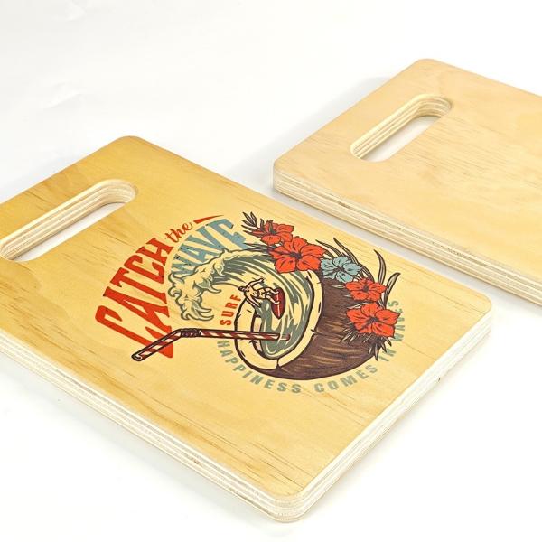 Planche de coupe en bois de bambou sublimation personnalisée avec poignée pour cuisine