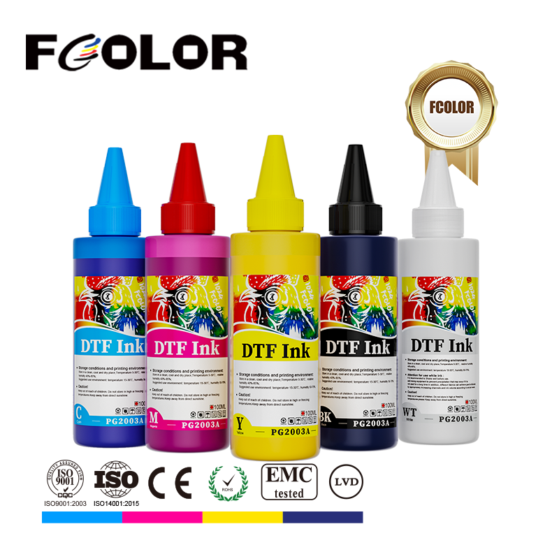 FCOLOR High Quality 100ML DTF Ink for Epson L1800 1390 XP600 I1600 I3200 Vivid Color Printing Ink DTF