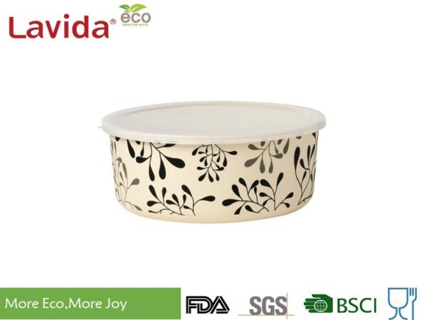 Disposable Bamboo Fiber Storage Box , Decal Printing Takeaway Food Containers