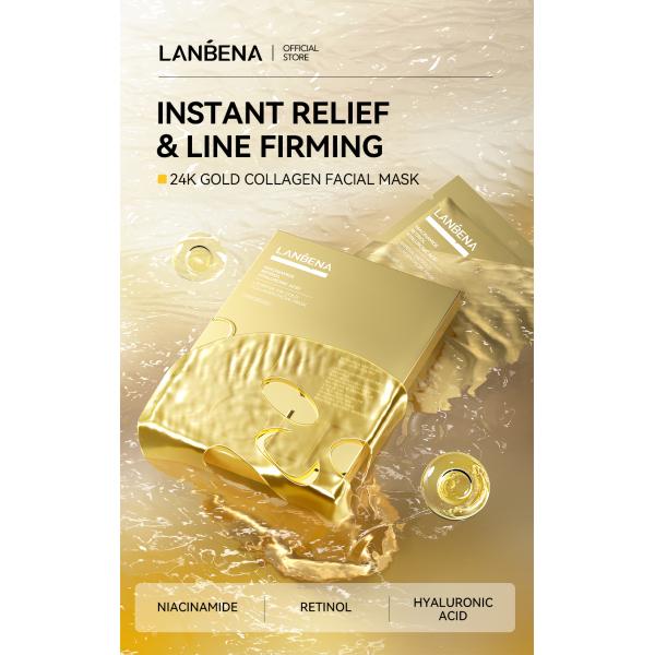 24K oro colágeno cara para mujeres antienvejecimiento cuidado facial máscara facial para piel sensible