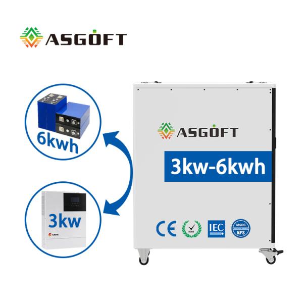 Asgoft 3kw 6kwh 25.6v 235ah Home or outdoor Portable Charger All In One Solar Generator