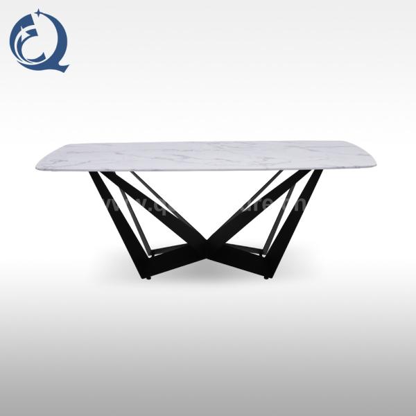 Anti Scratch Stainless Steel Marble Dining Table 200cm Minimalist Design