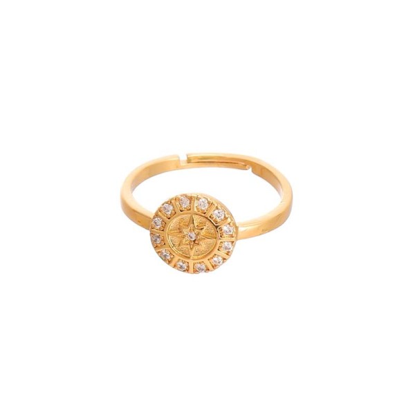 Factory Wholesale Fashion Simple 14K Gold Plated Finger Rings Jewelry Women Adjustable CZ Rings
