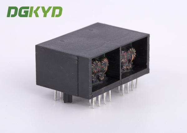 Unshielded black plastic housing CAT5 two port rj45 Female connector 100 BASE - TX Speed