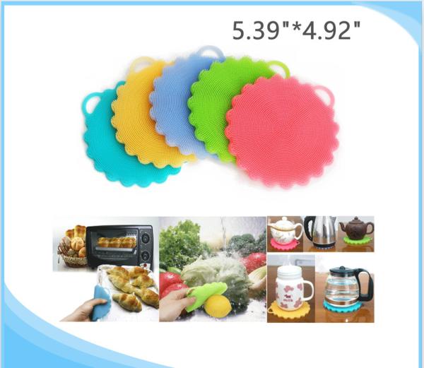 Kitchen Cleaning Silicone Mold Tools , Silicon Sponge Brush Dish Washing Sponge Scrubber