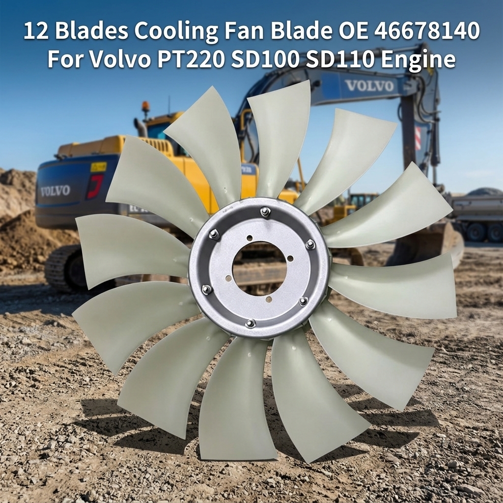 Construction Machinery Cooling Fan Blade 12 Blades OE 46678140 Fit PT220 SD100 SD110 Diesel Engine Replacement Parts