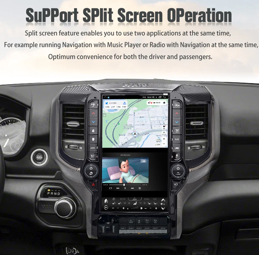 2019-2024 Dodge Ram 1500 Послепродажное радио Автомобильное стерео Carplay 13,6 дюйма Android головной блок