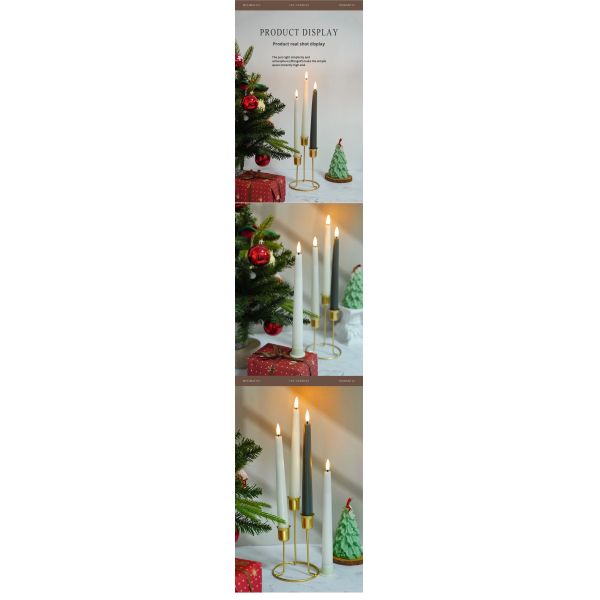 Customized Flameless Taper Candles Handmade Real Wax Pillar Candles Eco Friendly