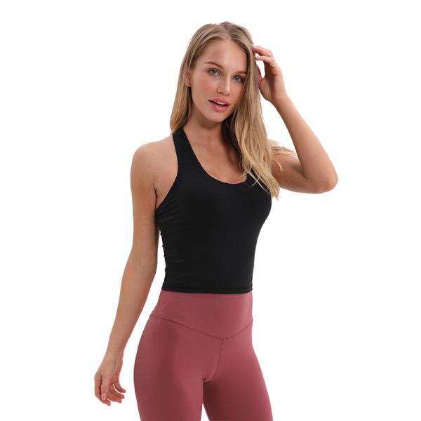 Medium Support Womens Longline Sports Bra 87 Nylon Material Casual Style