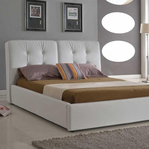 Antiwear White Modern Queen Size Bed Multipurpose 231x180x119.5CM