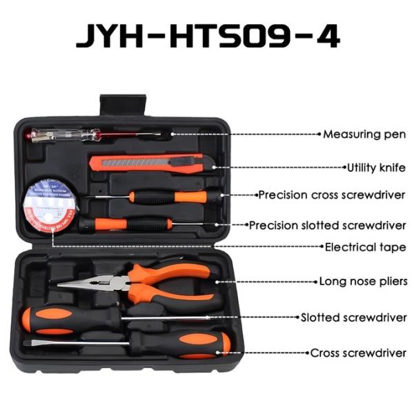 JYH-HTS09-3 Household Tool Sets 9PCS Hardware Hand Tools Car Repair Toolbox