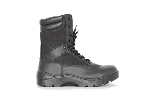 9 Inches Black Tactical  Leather Military Combat Boots With Zipper Full Grain Leather