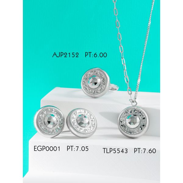 Platinum Wheel shape set necklace & earring & ring new special jewelry.