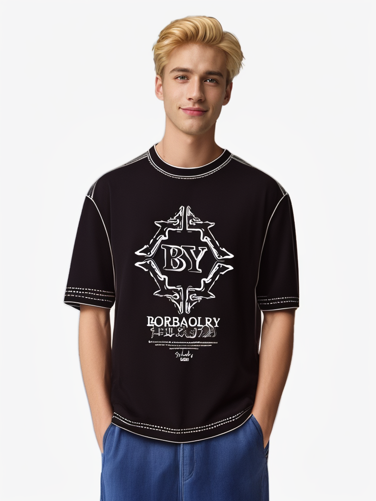 Quality Certification Spring Summer New American Retro Collection Heavy Casual Printed T-Shirt