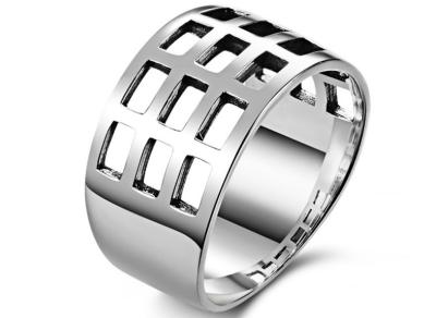 Europe retro silver rings exaggerated grid