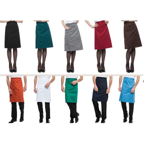 Women Kitchen Cooking Aprons , Solid Pattern Cotton Kitchen Aprons With Pockets