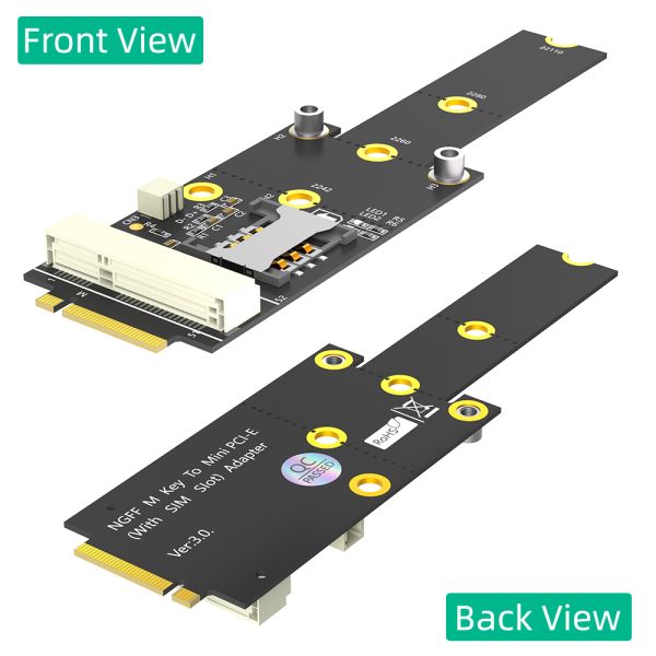 Mini PCI-E to M.2 NGFF Key M Adapter with SIM Card Slot for WiFi/WWAN/LTE Module - No Driver Required