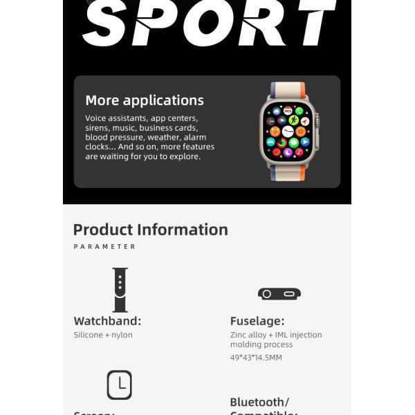 2 In 1 H12 550mA Rechargeable Wireless Ultra Smartwatch WearFit Pro